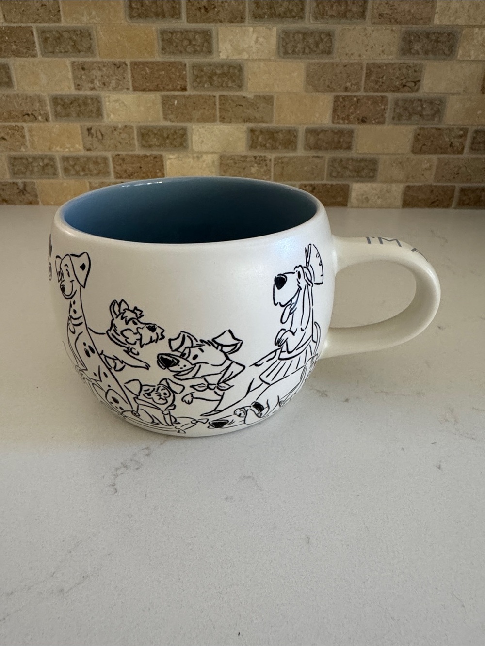 Disney White and Blue Cartoon Dogs Ceramic Coffee Mug NWOT